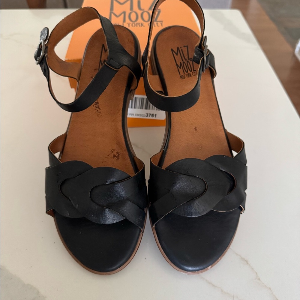 Miz Mooz Demure Black Leather Sandals